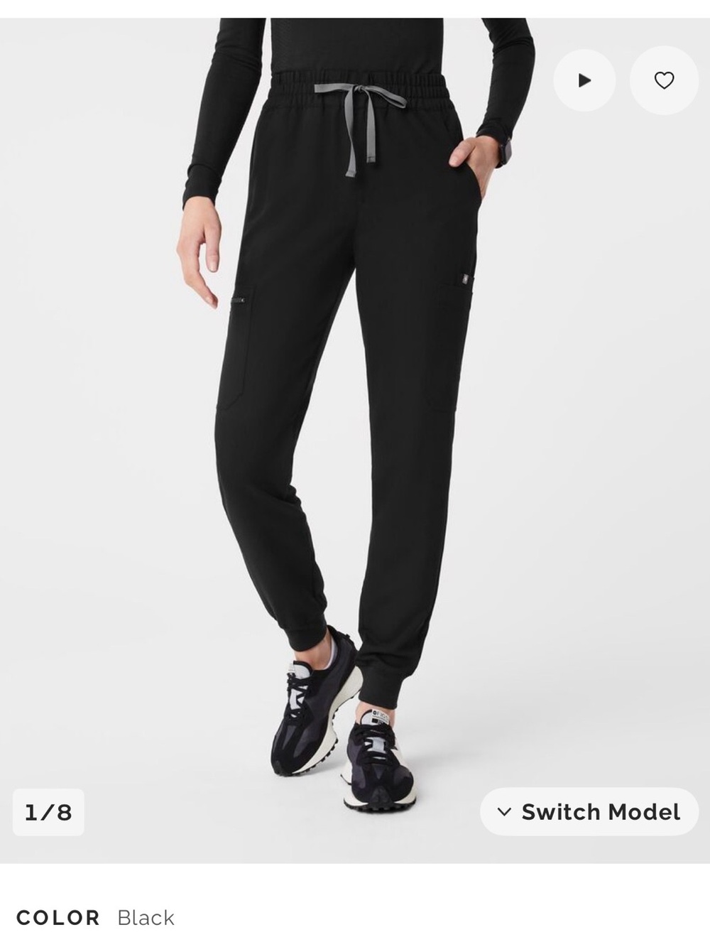 FIGS Women's High Waisted Uman - Jogger Scrub Pant - Black Size XS Regular